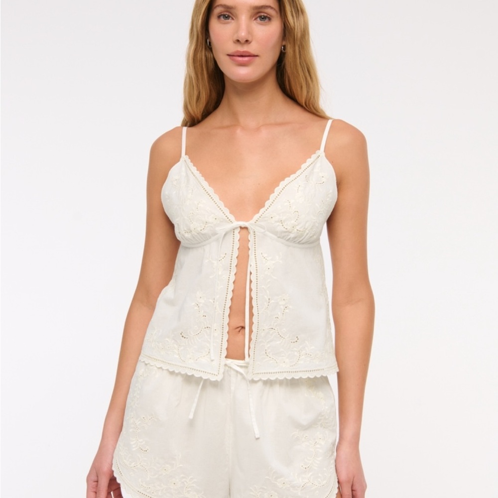 Abercrombie & Fitch White Cutwork Sleep Cami